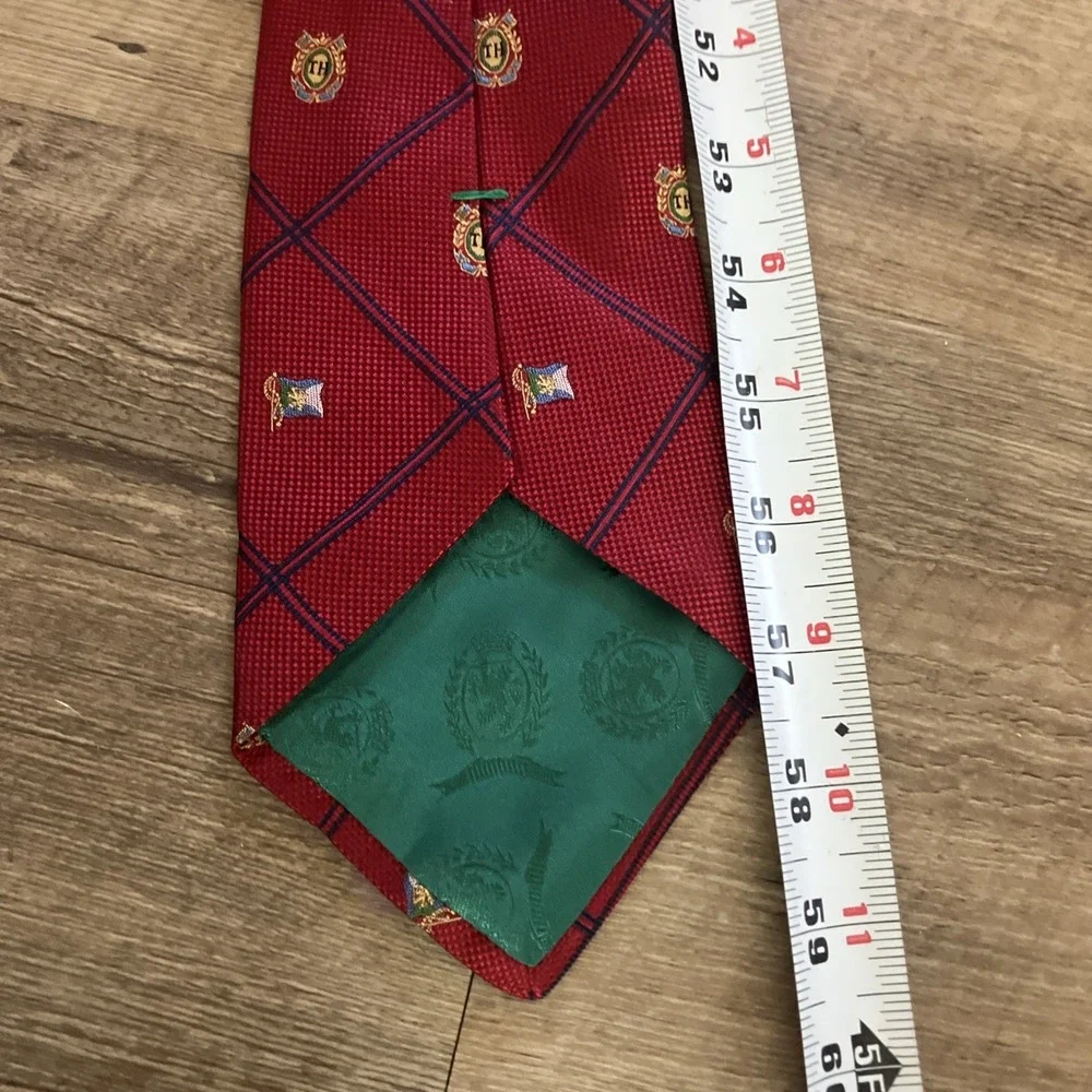 Vintage Red Tommy Hilfiger Crest Italian Silk Tie USA